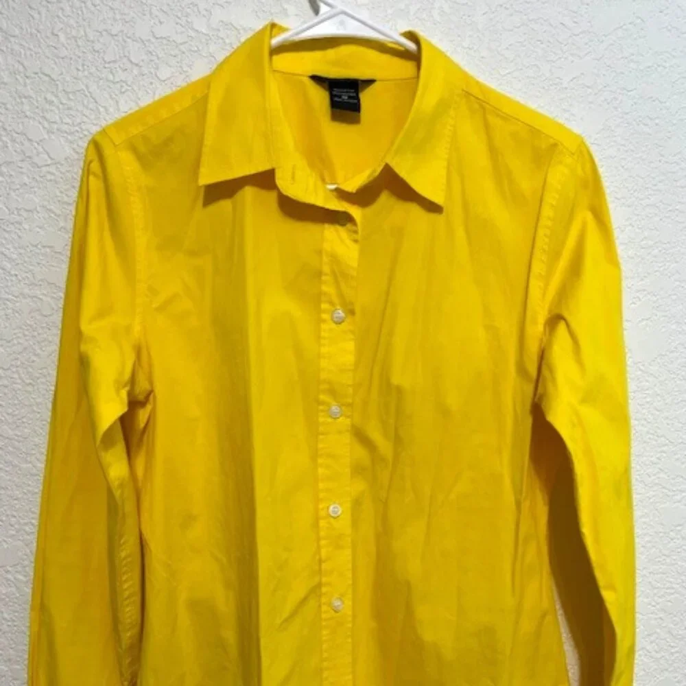 Moda International Yellow Button Front Blouse- Size M Summer Office Casual Fun - Picture 1 of 6